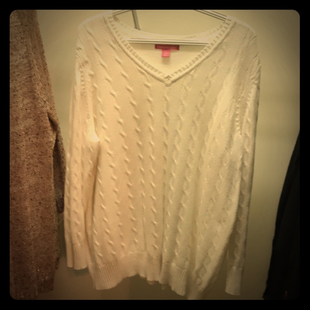 Woman Within v-neck white sweater